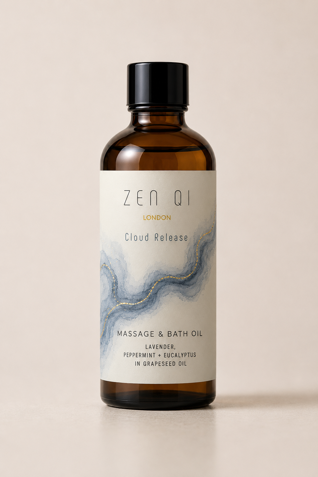 Cloud Release Zen Qi massage and bath oil bottle