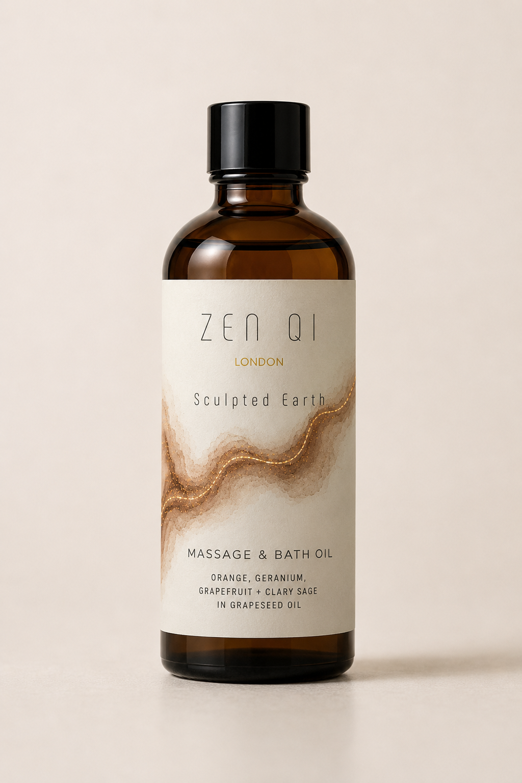Sculpted Earth Zen Qi massage and bath oil bottle
